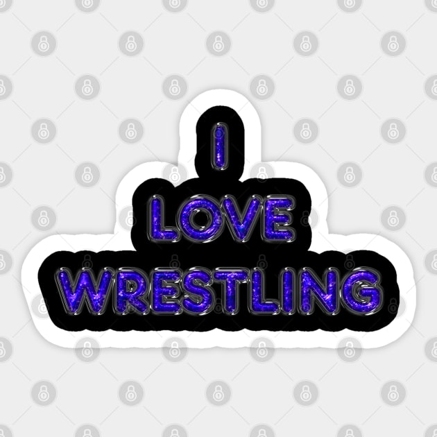 I Love Wrestling - Purple Sticker by The Black Panther